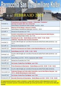 Calendario Febbraio 2021
